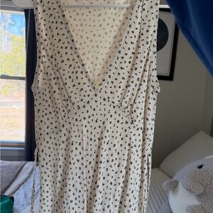 Sleeveless Cream Floral Wrap Midi Dress